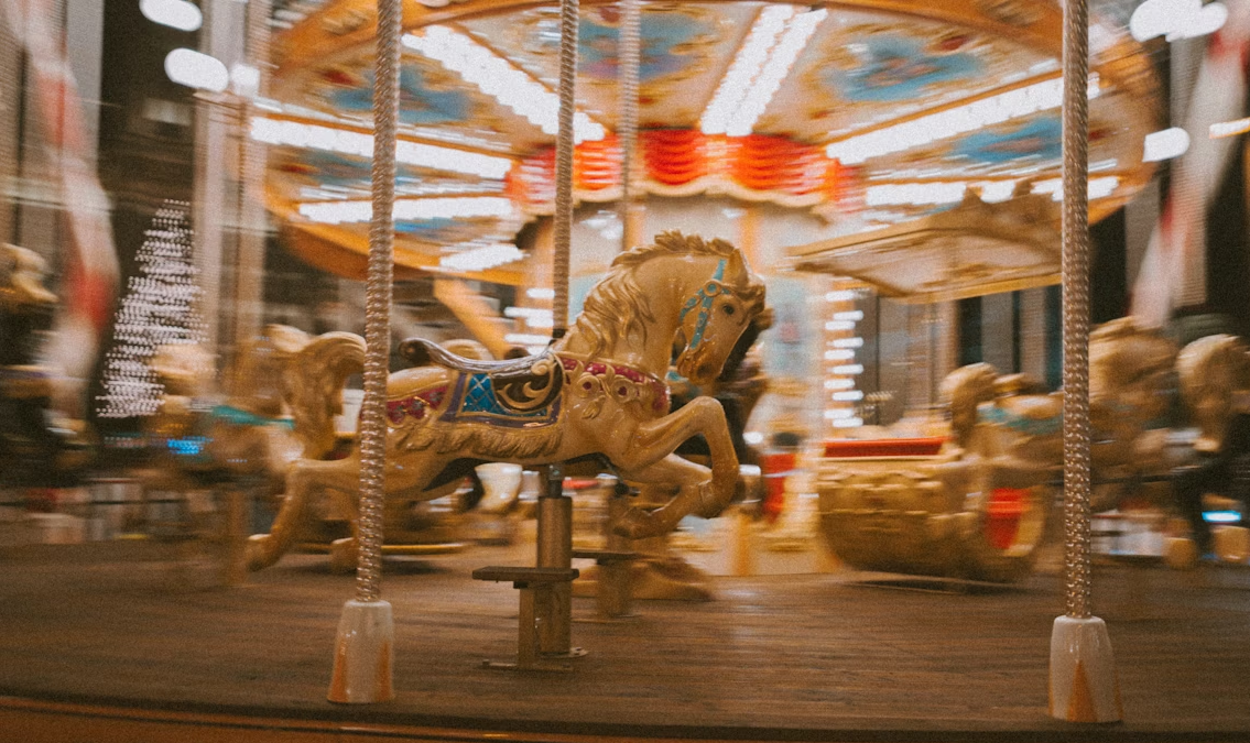 Carousel (merry-go-round) at an amusement park